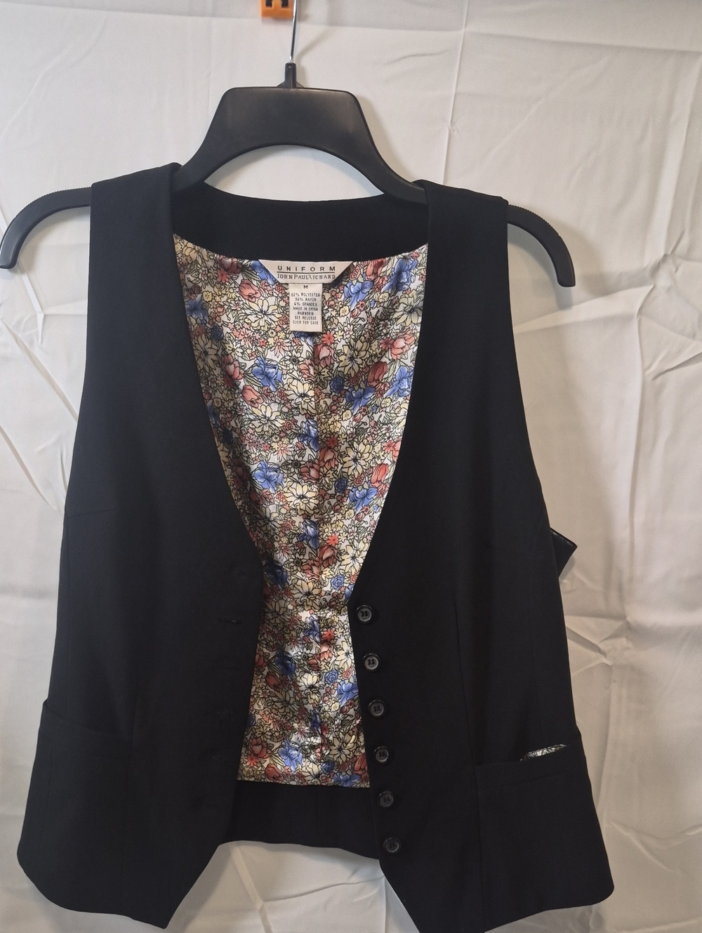 UNIF Black Vest with Floral Print Lining